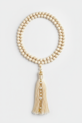 Le Sattva Mala luxury ivory gemstone spiritual mala necklace centered on white background